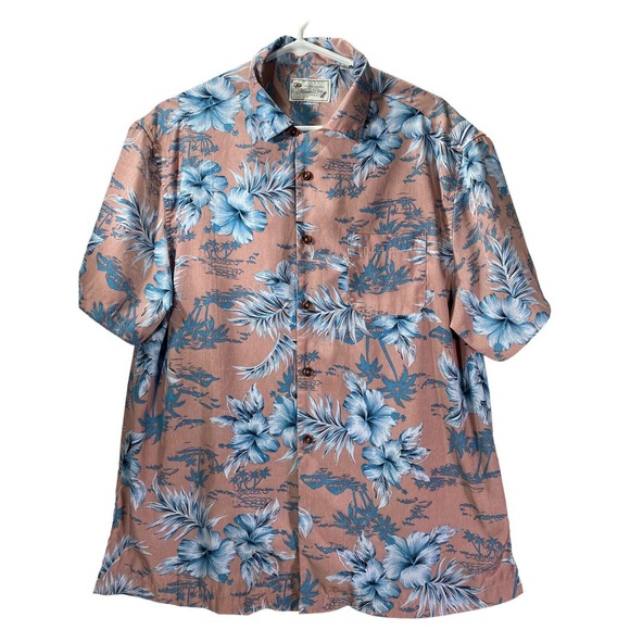 Milano Bay Hawaiian Short Sleeve Button Front Mens Size Medium Palm Trees Shirt - Picture 1 of 7